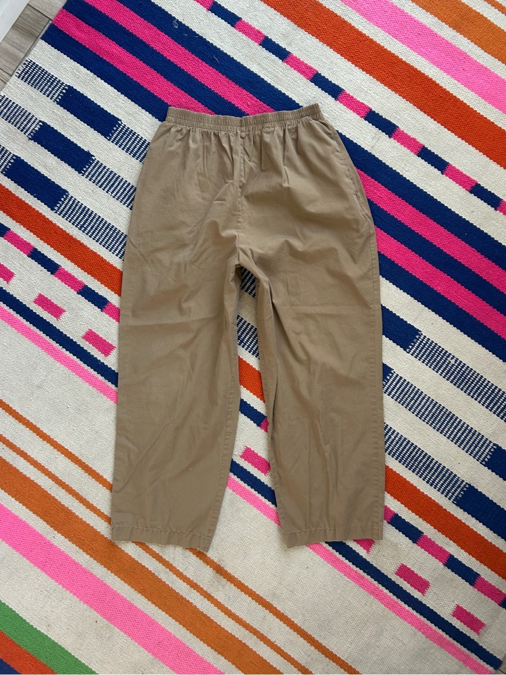 Made in USA 100% Cotton Vintage Comfy Pull On Pants Medium Womens Brown Tan